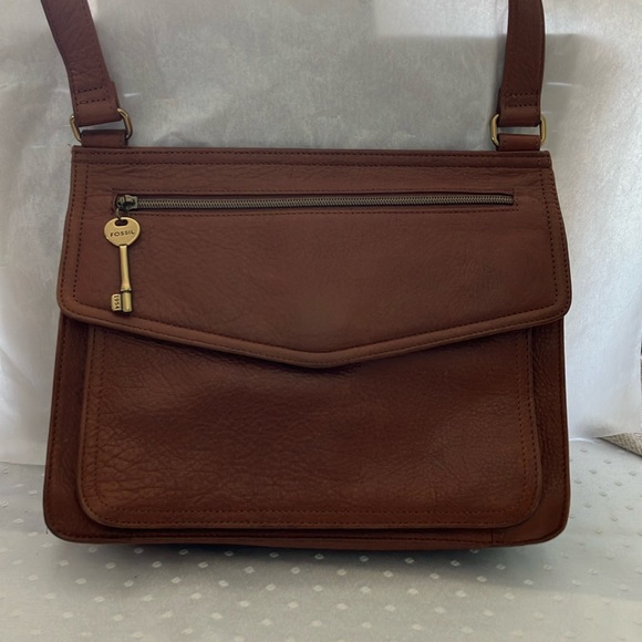Fossil 75082 Envelope Camel Boho Leather Travel Crossbody Messenger Bag - Picture 1 of 12